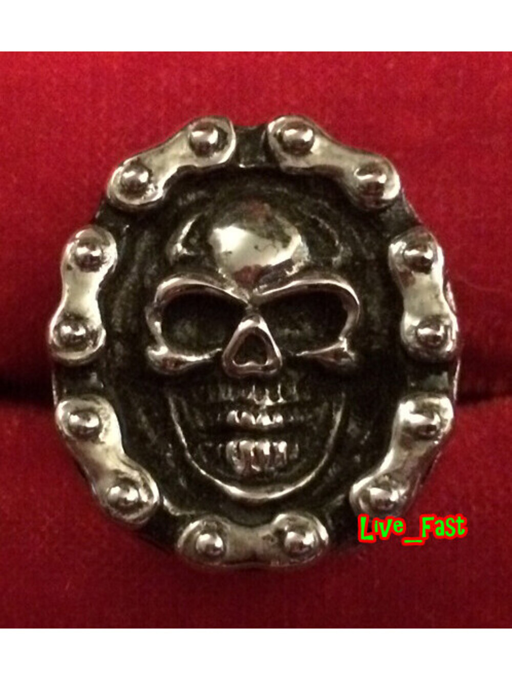 SKULL MOTORCYCLE CHAIN BIKER RING STAINLESS STEEL SIZE 11
